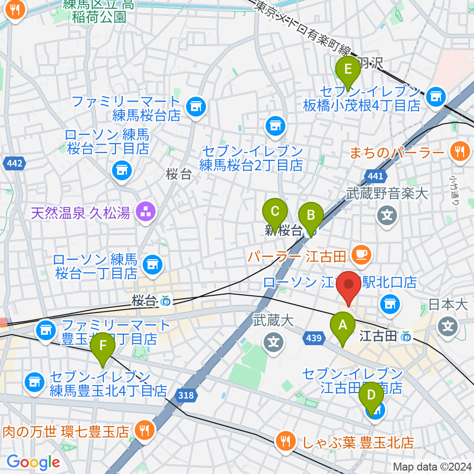 江古田フライングティーポット周辺のホテル一覧地図