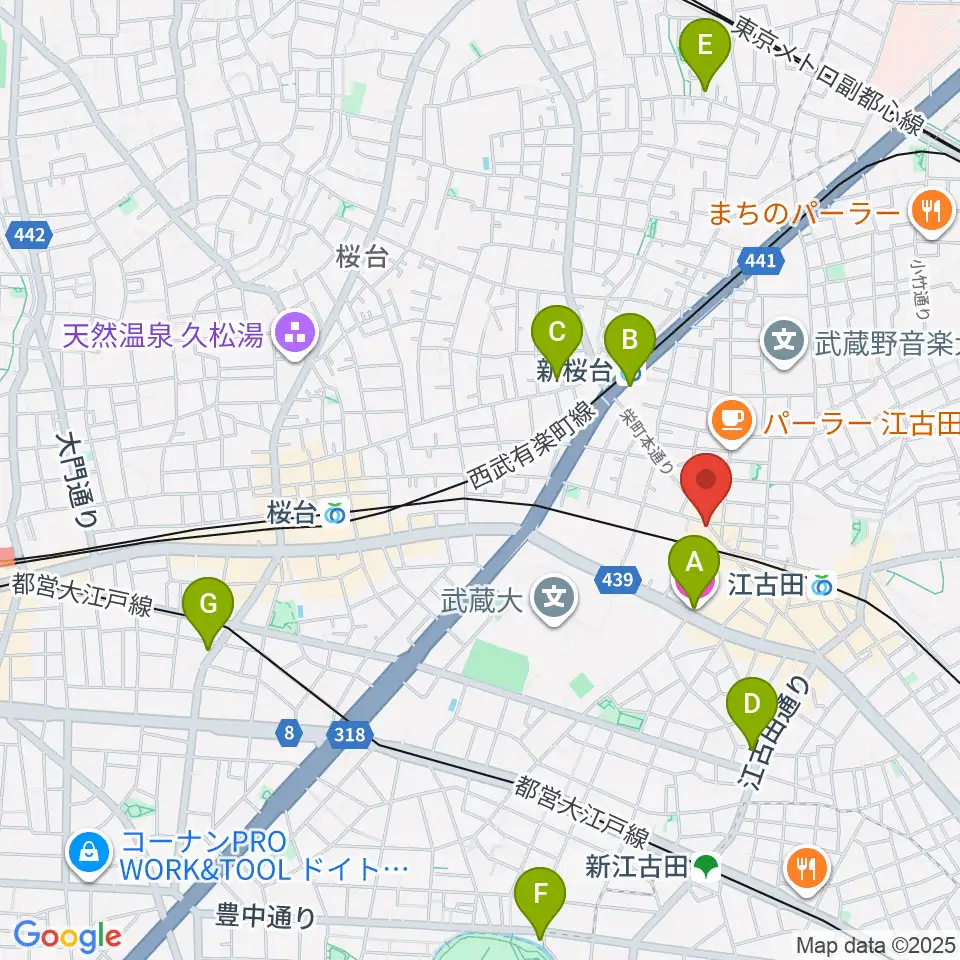 江古田フライングティーポット周辺のホテル一覧地図