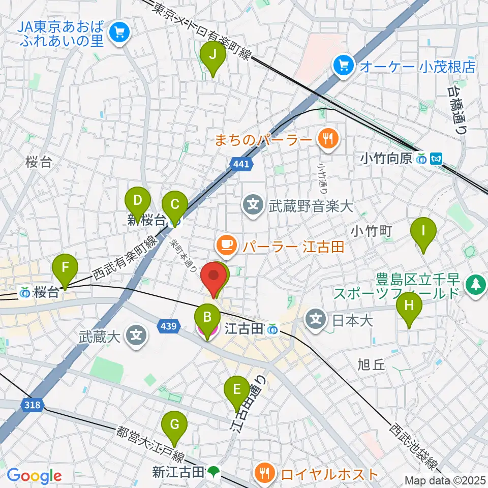 江古田フライングティーポット周辺のホテル一覧地図