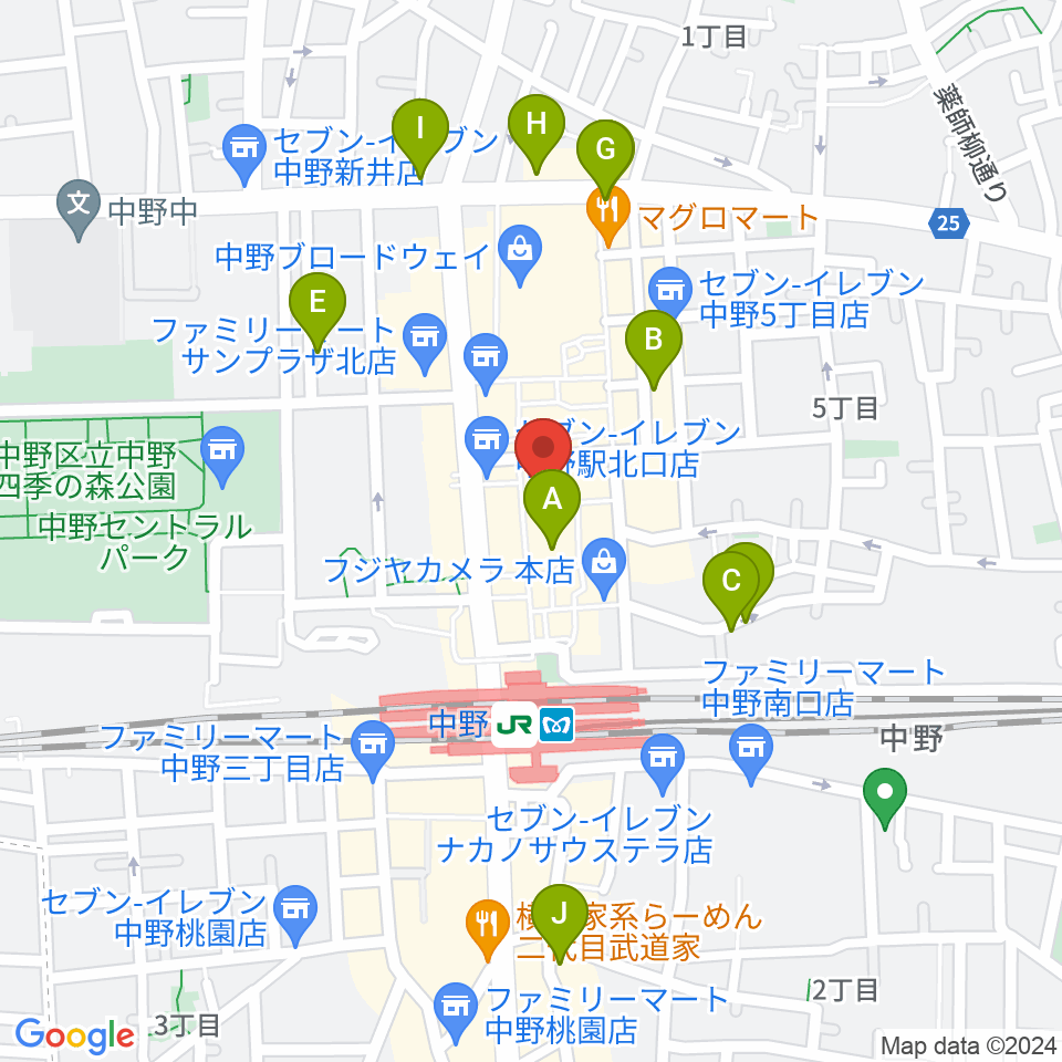 中野ブライトブラウン周辺のホテル一覧地図