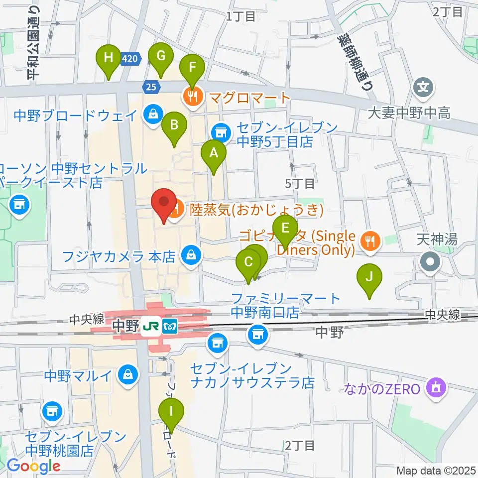 中野ブライトブラウン周辺のホテル一覧地図