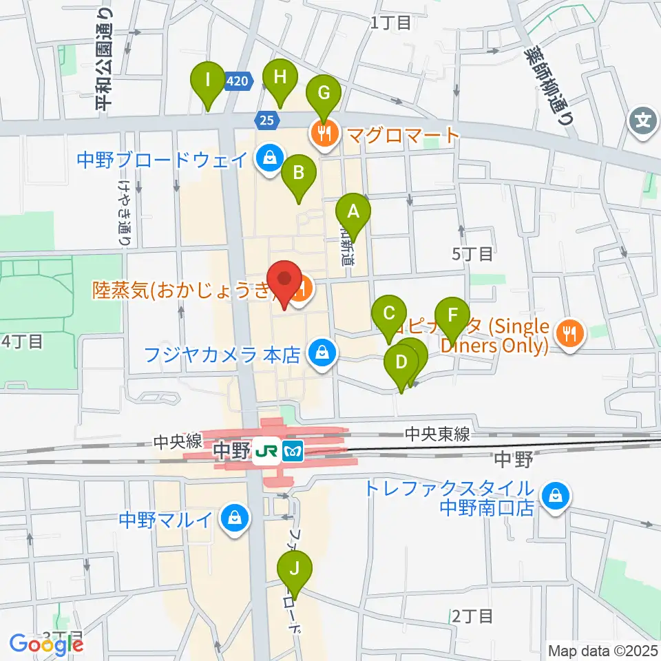 中野ブライトブラウン周辺のホテル一覧地図