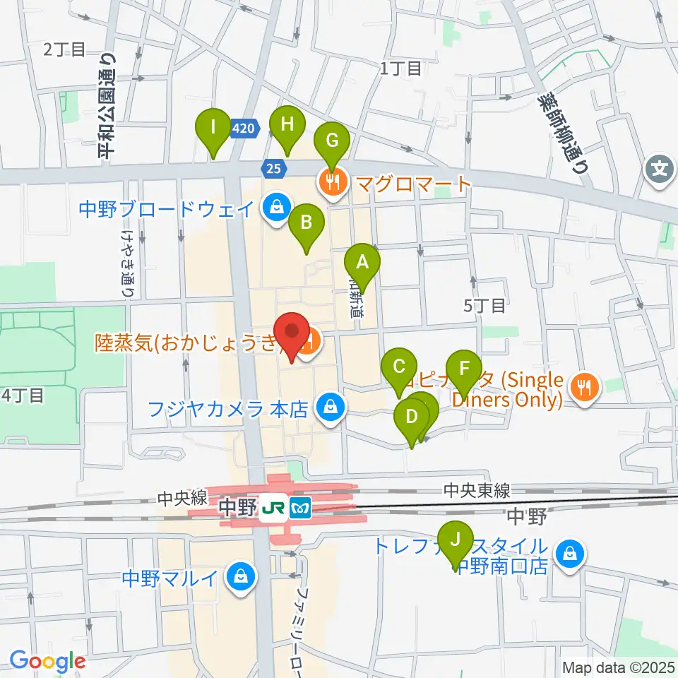 中野ブライトブラウン周辺のホテル一覧地図