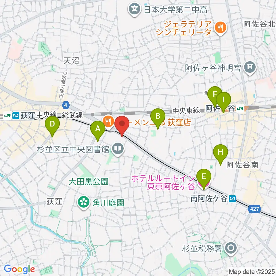 荻窪ベルベットサン周辺のホテル一覧地図