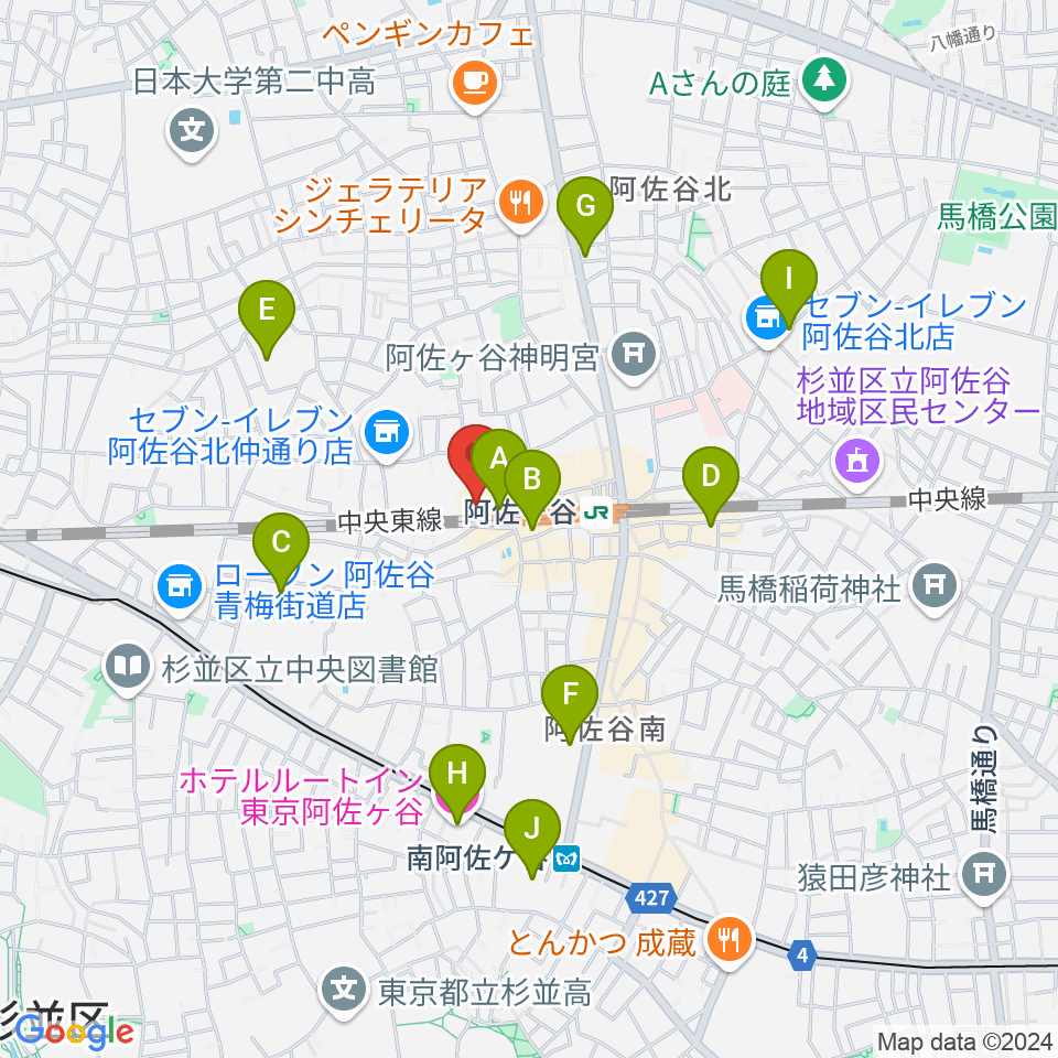 阿佐ヶ谷JAMBJAMB周辺のホテル一覧地図