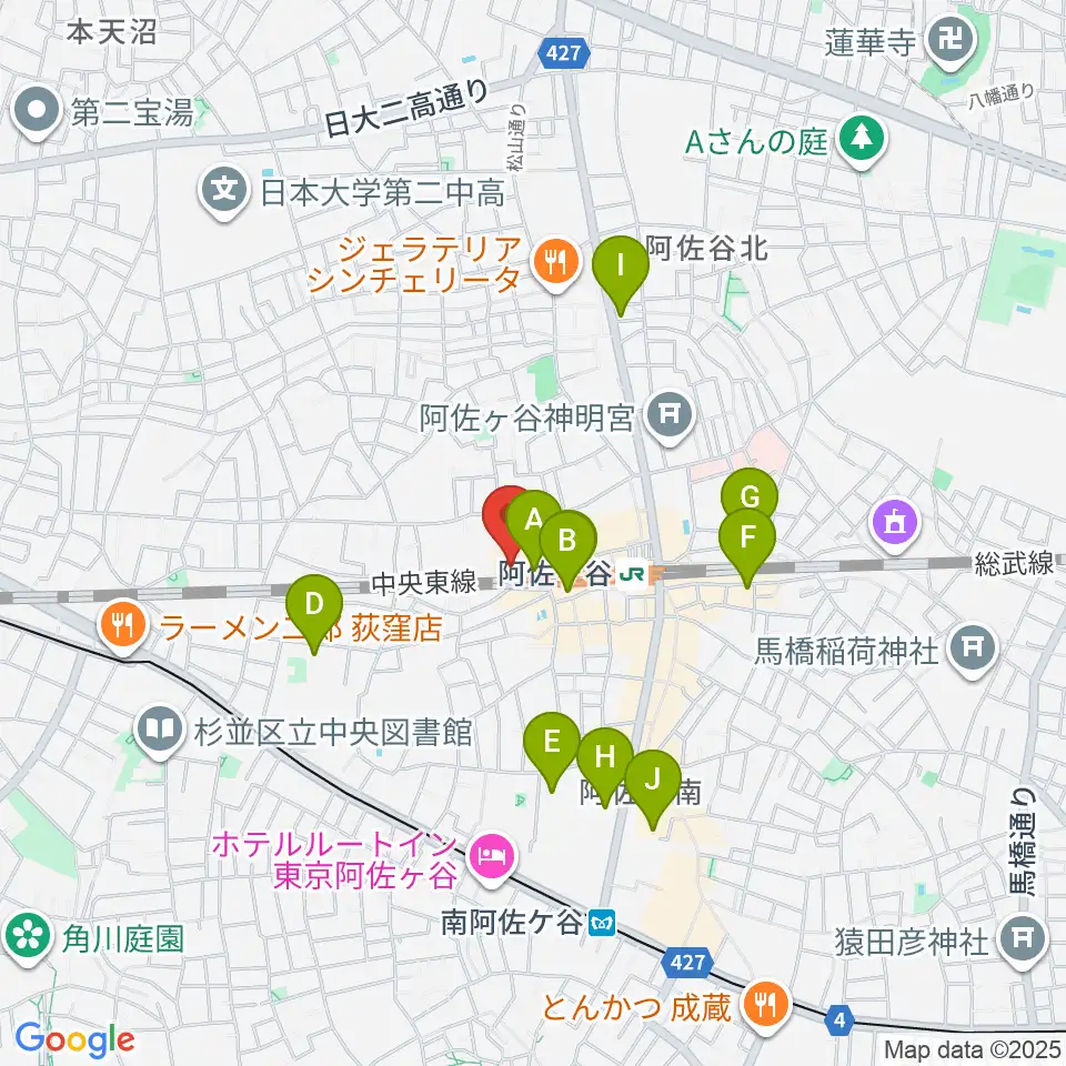 阿佐ヶ谷JAMBJAMB周辺のホテル一覧地図