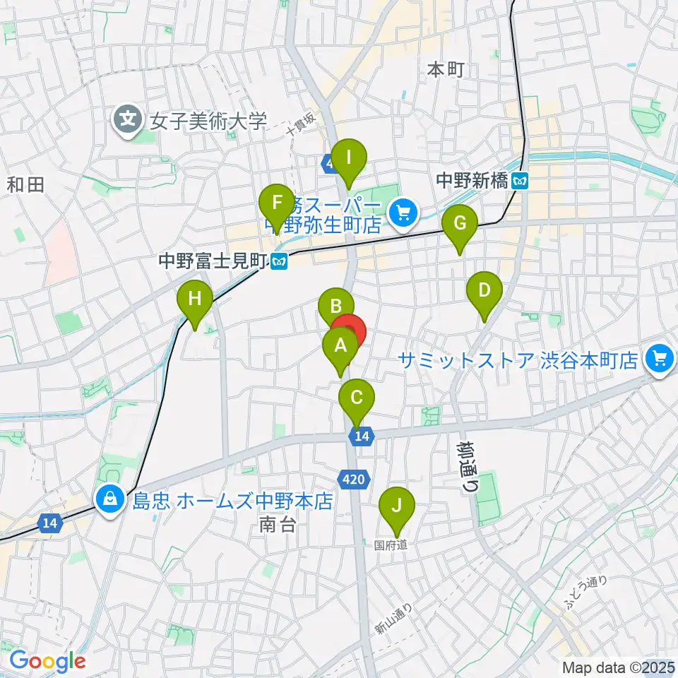 中野plan-B周辺のホテル一覧地図