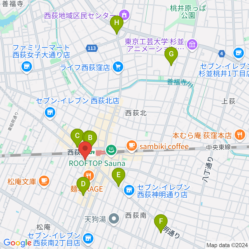 西荻窪クラップ・クラップ周辺のホテル一覧地図