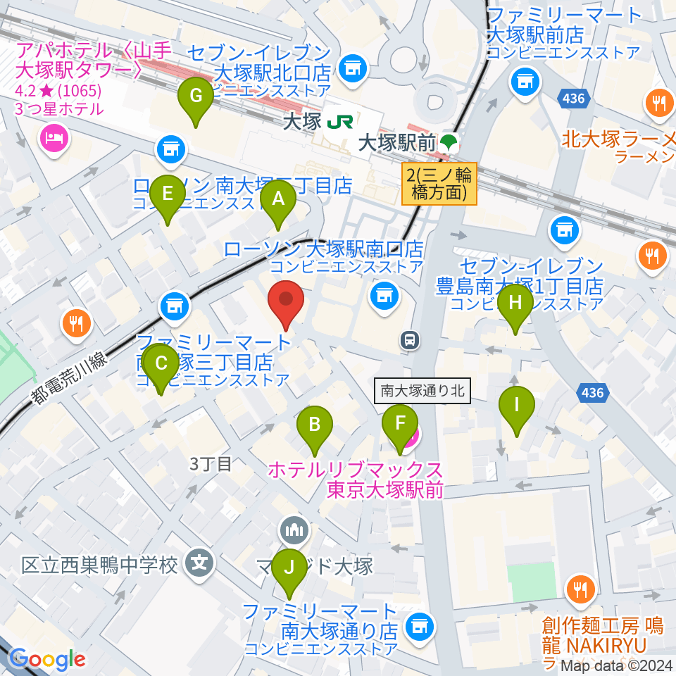 大塚Deepa周辺のホテル一覧地図