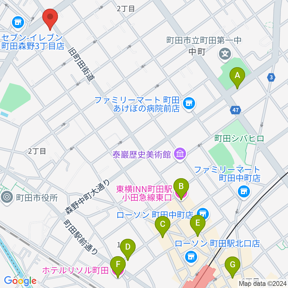 町田SDR周辺のホテル一覧地図