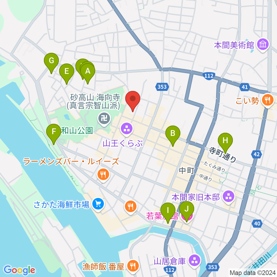 酒田市港座周辺のホテル一覧地図