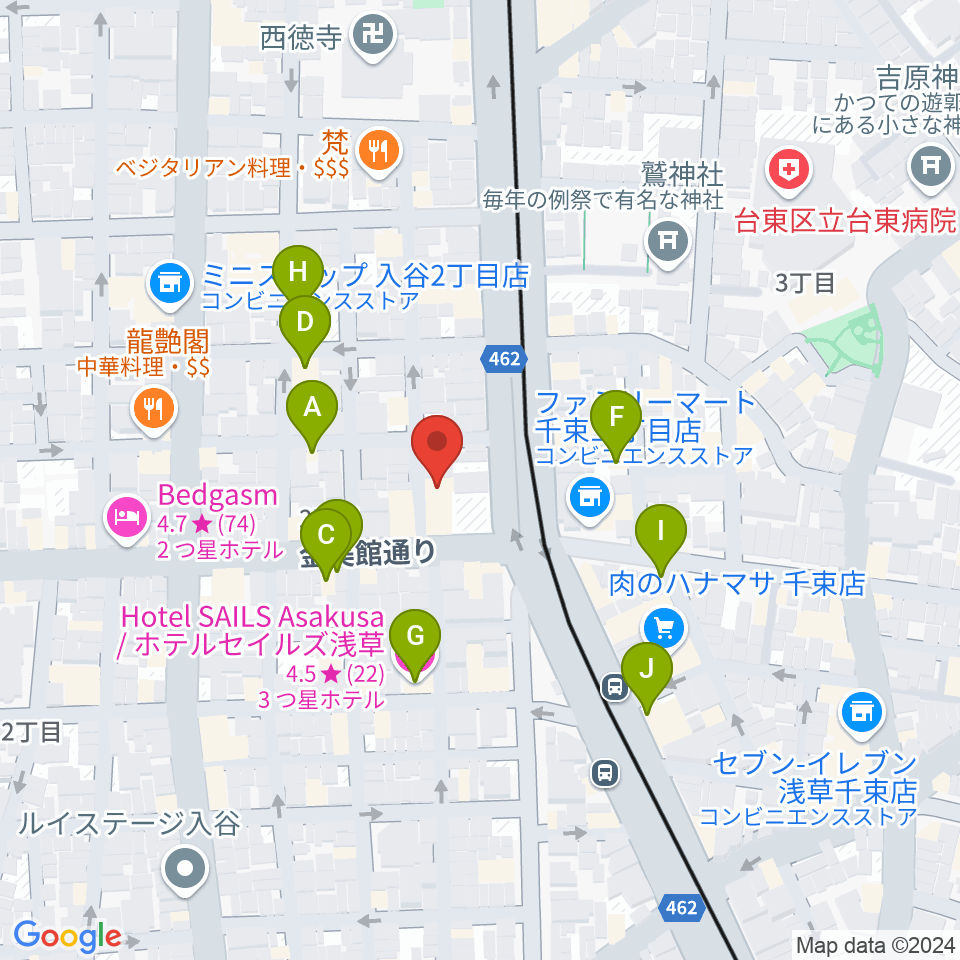 入谷FOUR AND MORE周辺のホテル一覧地図