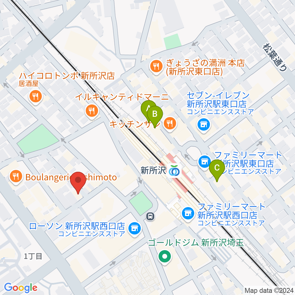 新所沢スワン周辺のホテル一覧地図