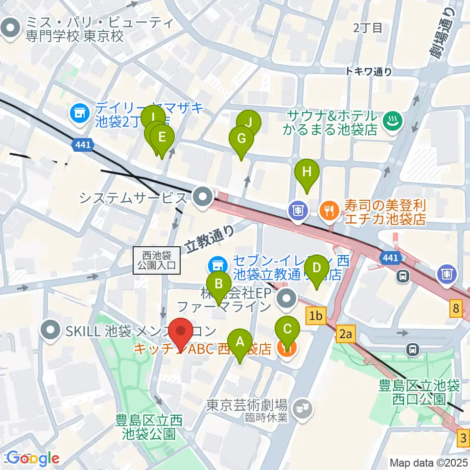 池袋インディペンデンス周辺のホテル一覧地図