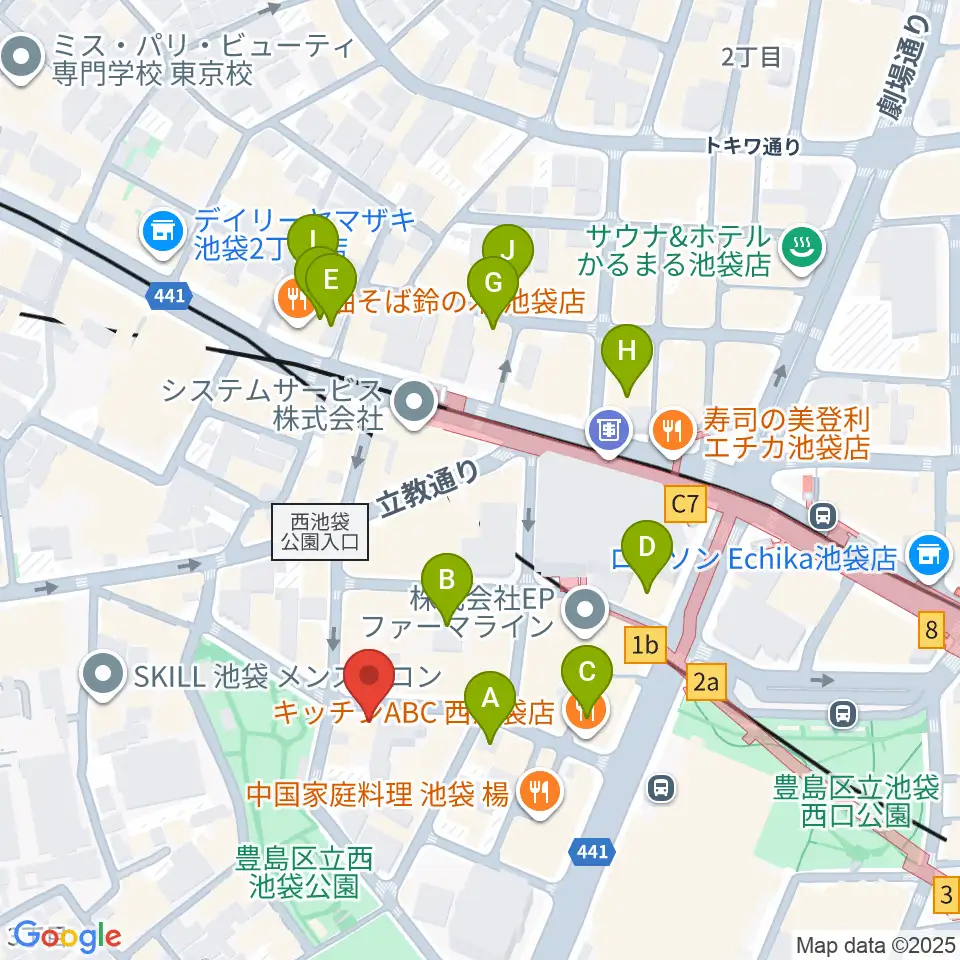 池袋インディペンデンス周辺のホテル一覧地図