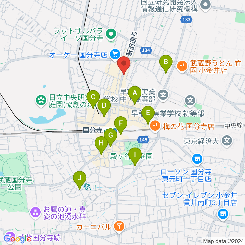 国分寺Morgana周辺のホテル一覧地図