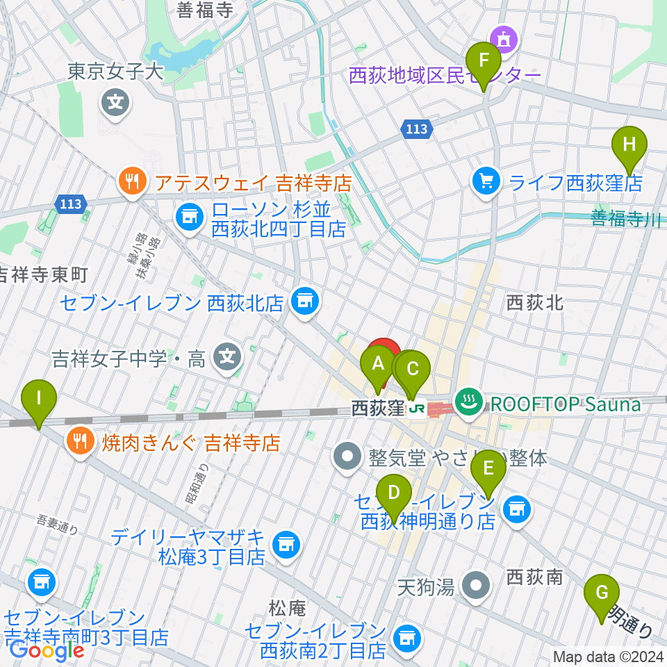 西荻ヘブンズドア周辺のホテル一覧地図