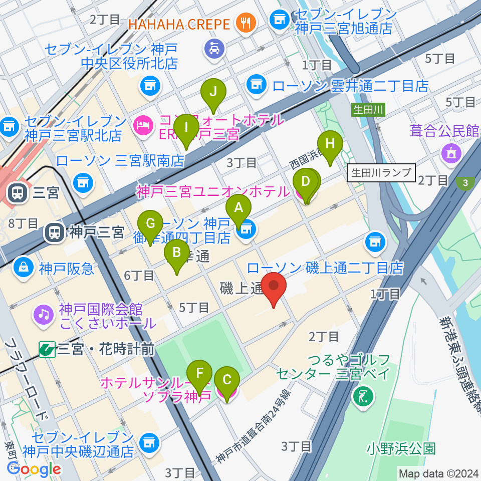 ケイステイション レコーディングスタジオ周辺のホテル一覧地図