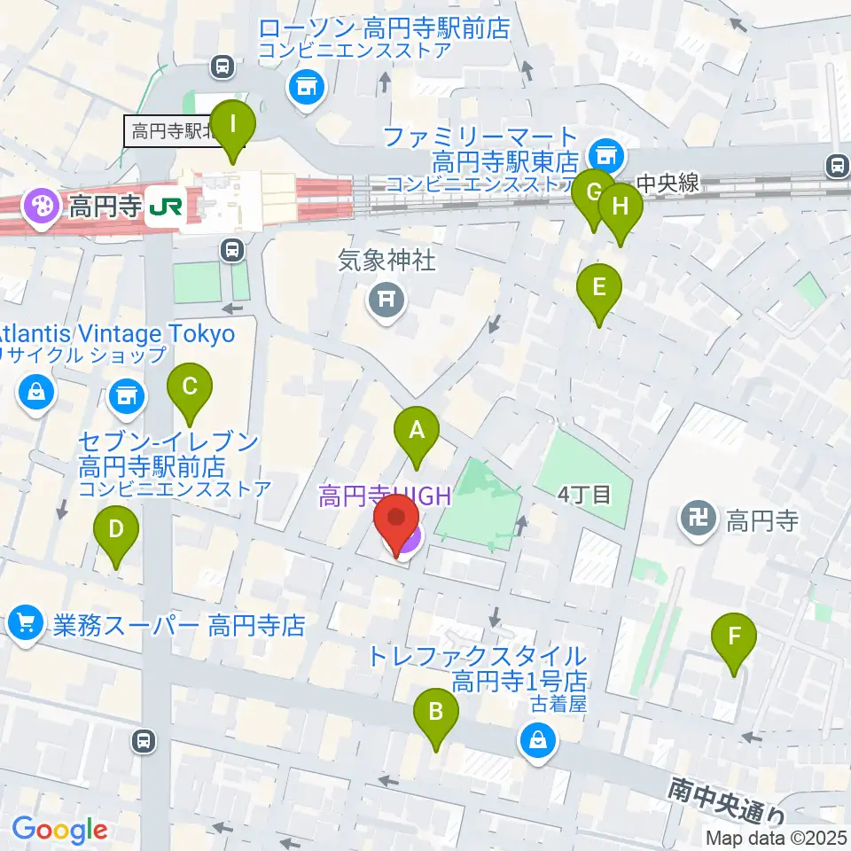 高円寺HIGH周辺のホテル一覧地図