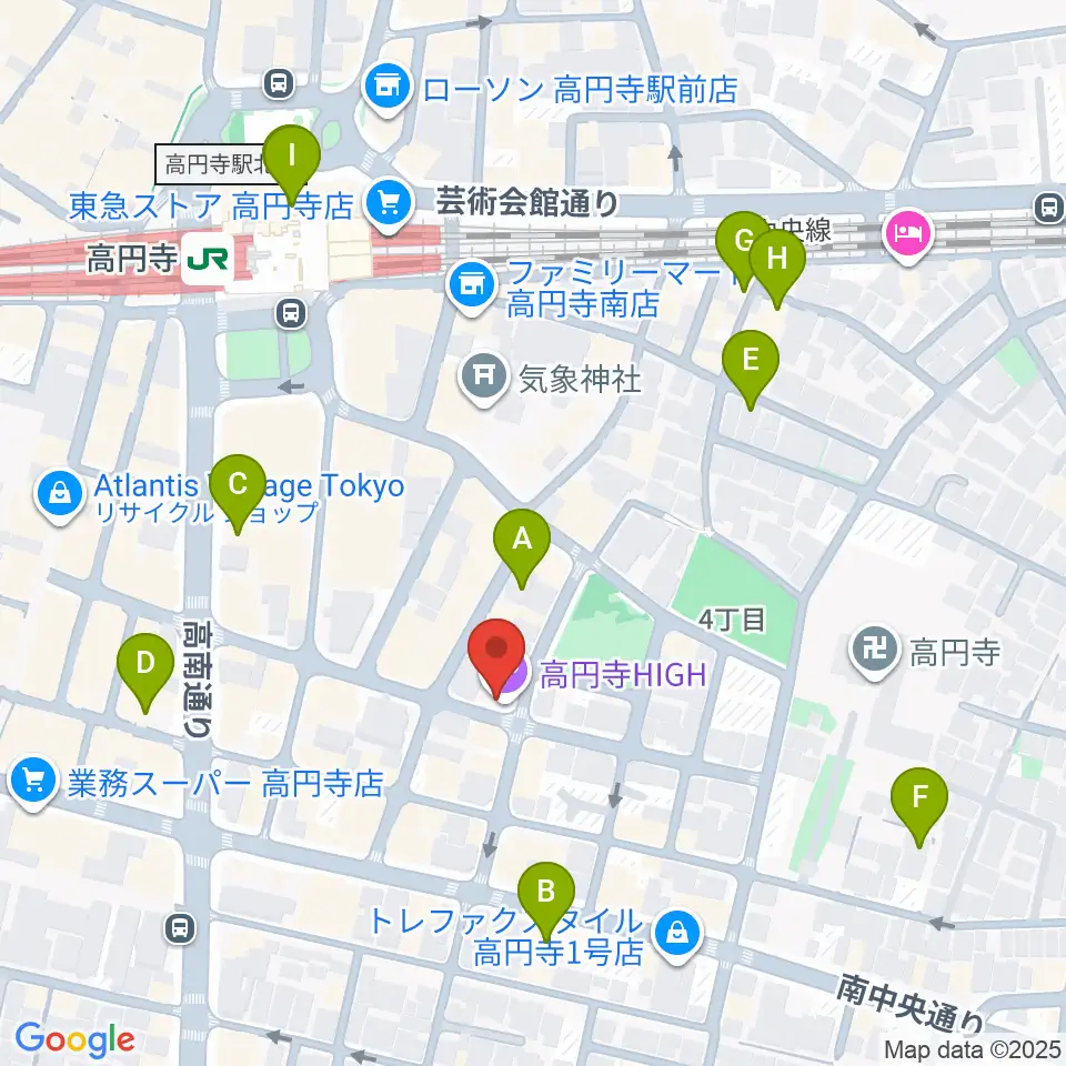 高円寺HIGH周辺のホテル一覧地図
