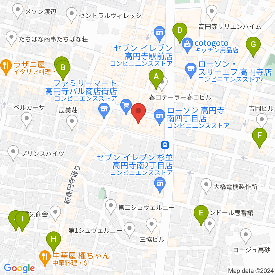 高円寺ALONE周辺のホテル一覧地図