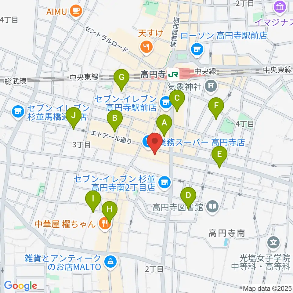 高円寺ALONE周辺のホテル一覧地図