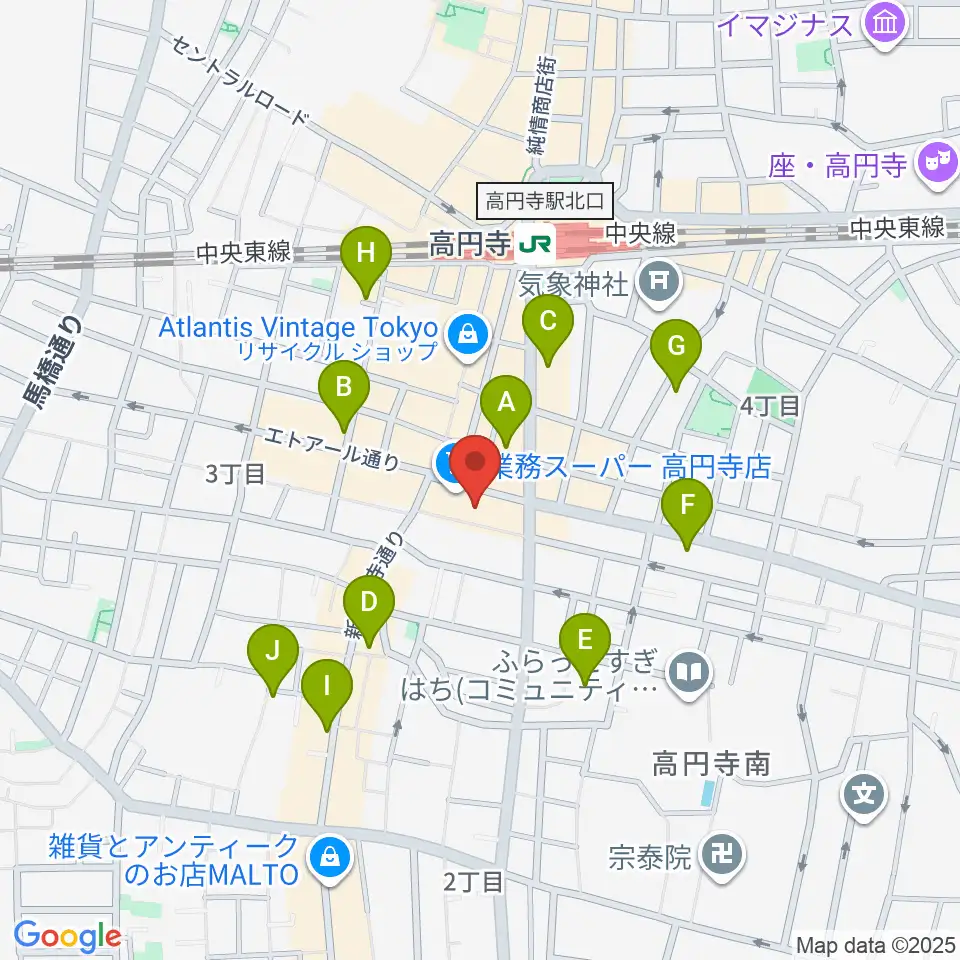 高円寺ALONE周辺のホテル一覧地図