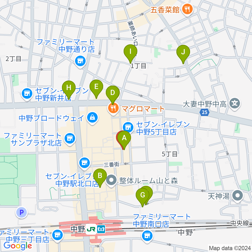 中野SweetRain周辺のホテル一覧地図