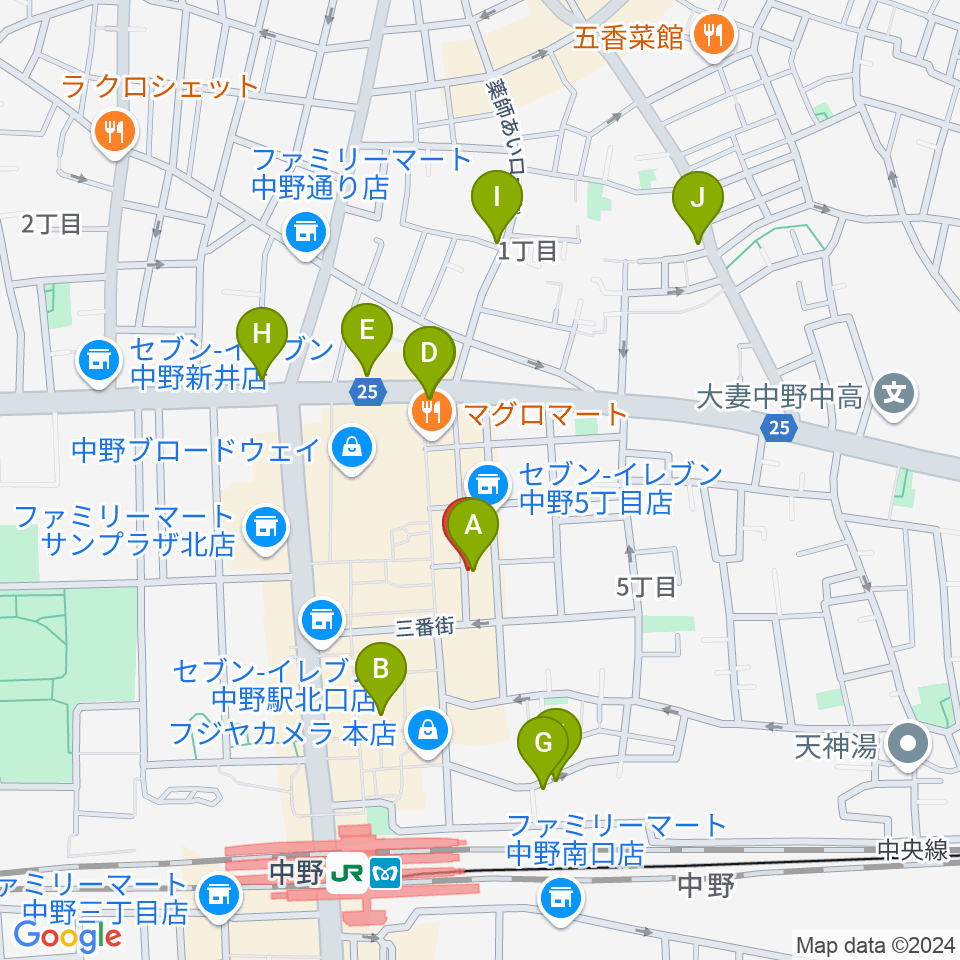 中野SweetRain周辺のホテル一覧地図