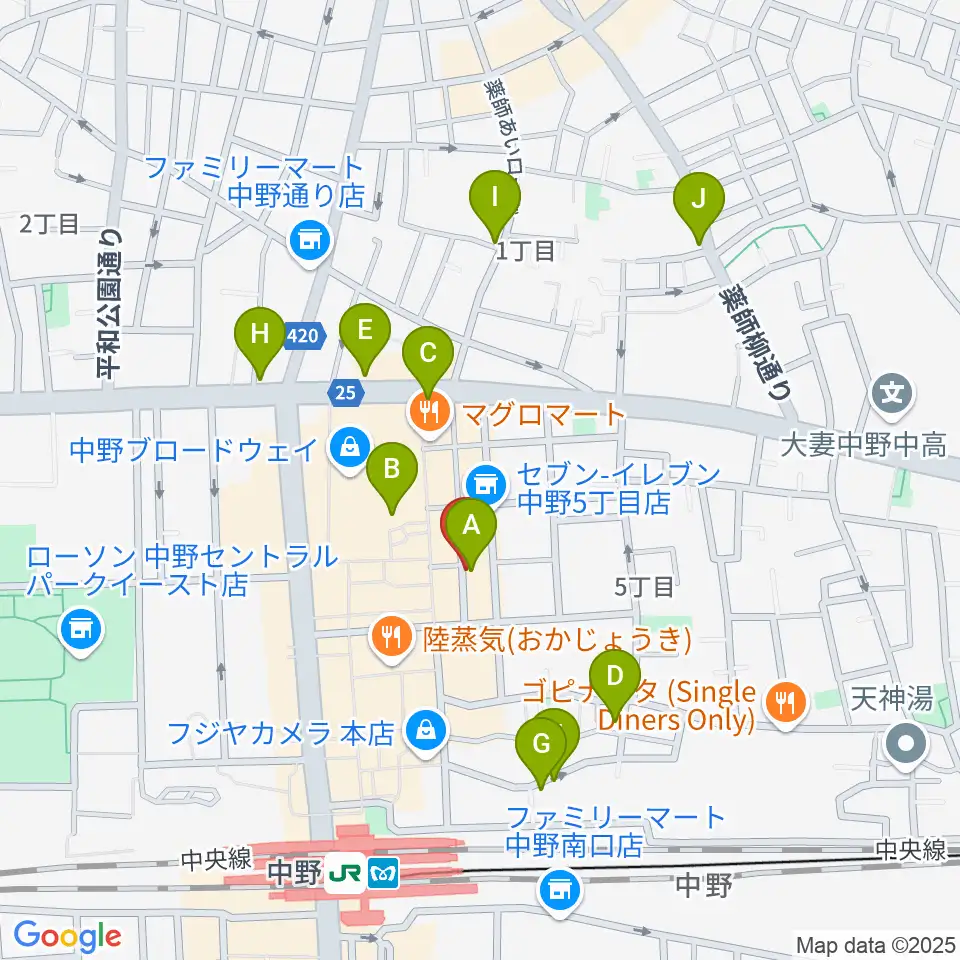 中野SweetRain周辺のホテル一覧地図