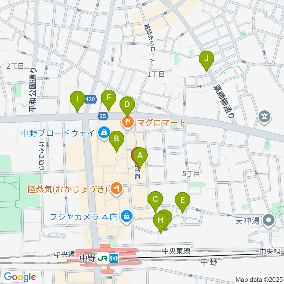 中野SweetRain周辺のホテル一覧地図