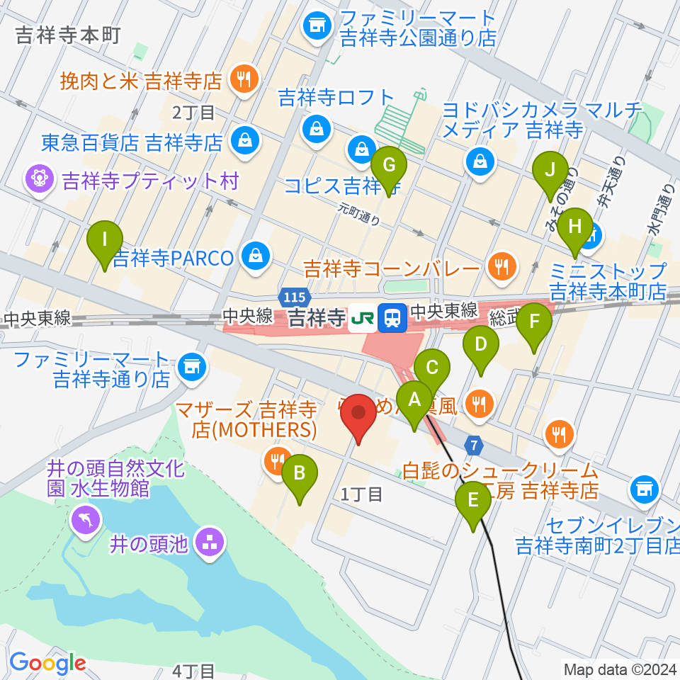 武蔵野公会堂周辺のホテル一覧地図