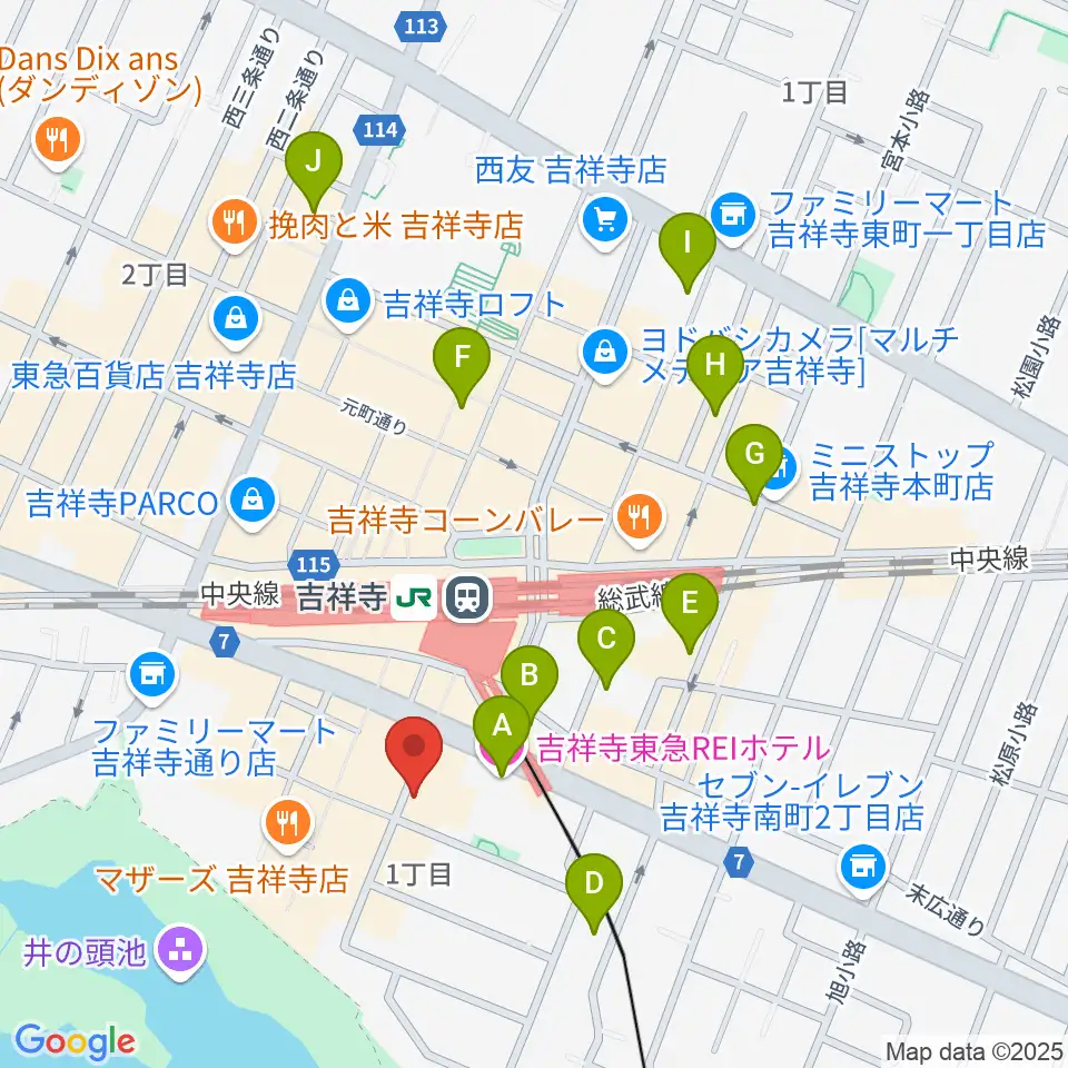 武蔵野公会堂周辺のホテル一覧地図