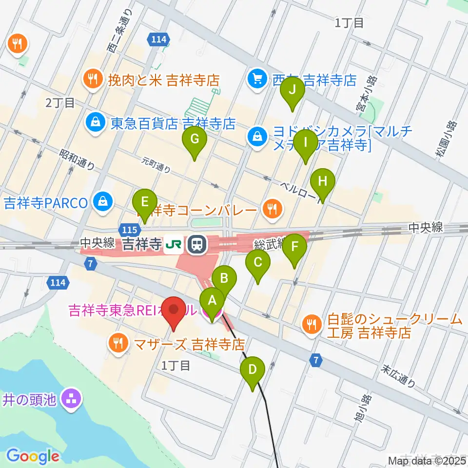 武蔵野公会堂周辺のホテル一覧地図