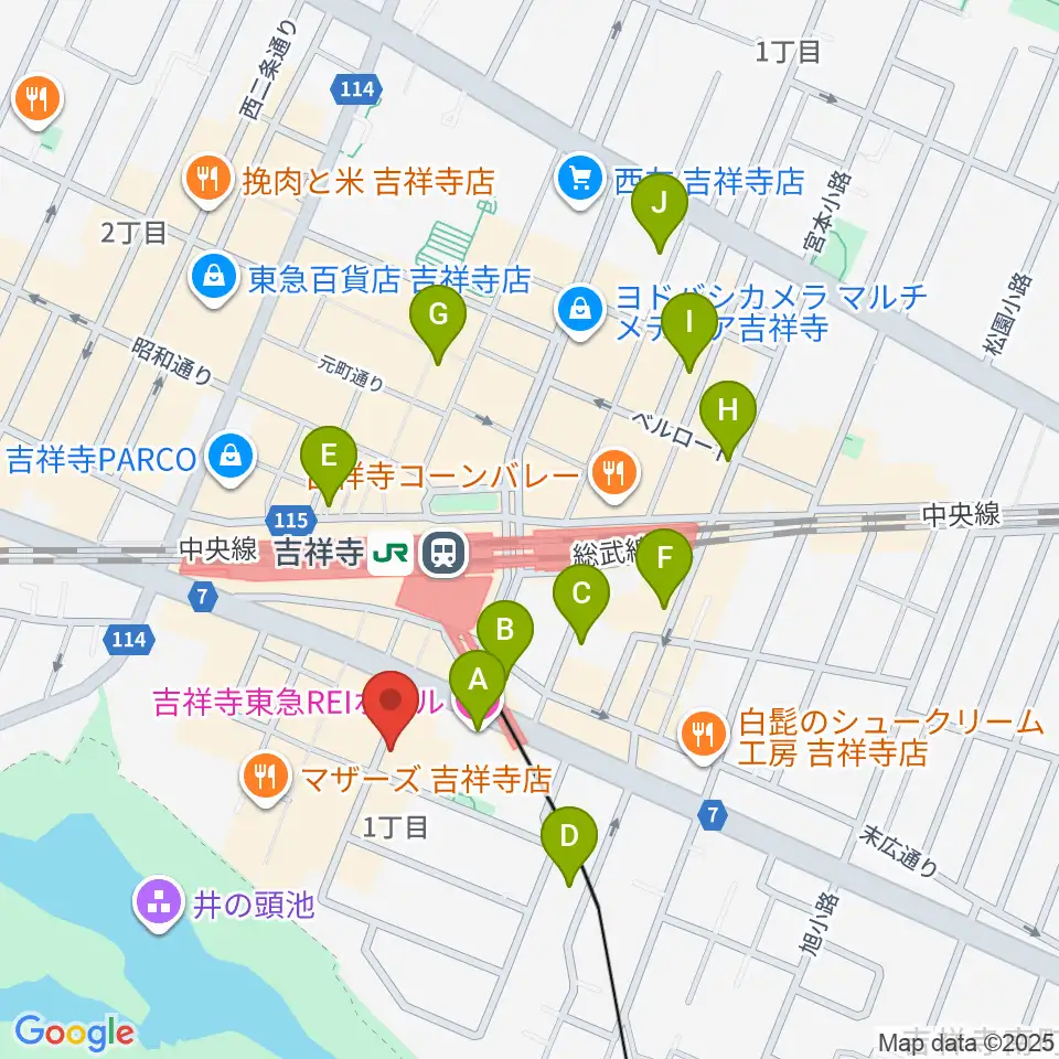 武蔵野公会堂周辺のホテル一覧地図