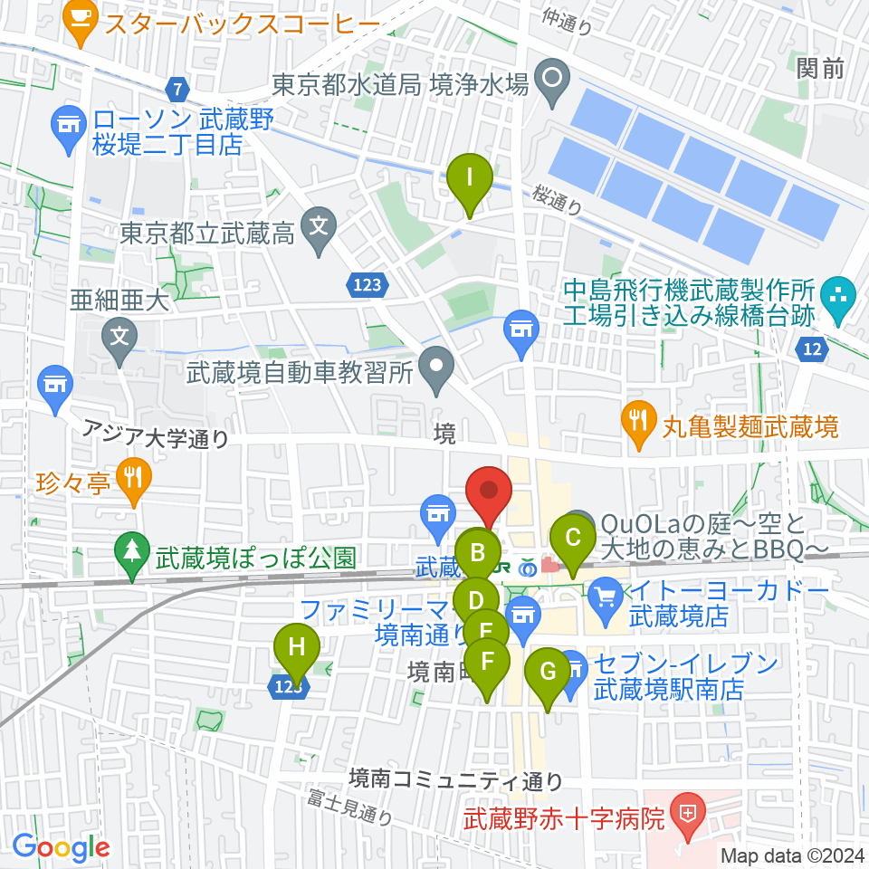 武蔵野スイングホール周辺のホテル一覧地図
