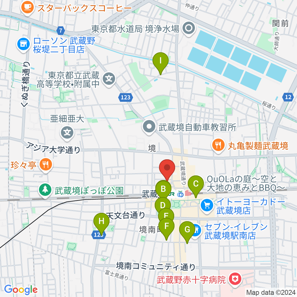 武蔵野スイングホール周辺のホテル一覧地図