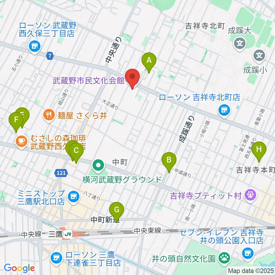 武蔵野市民文化会館周辺のホテル一覧地図