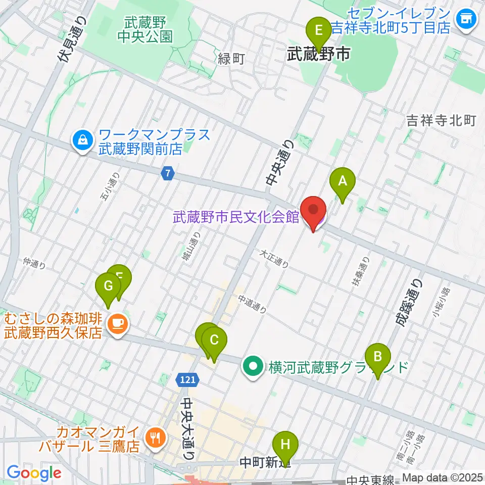 武蔵野市民文化会館周辺のホテル一覧地図