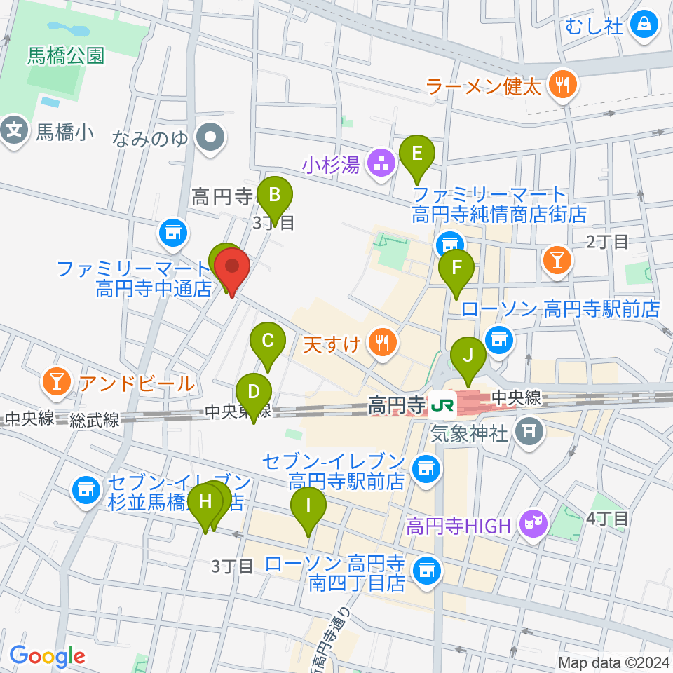 高円寺コクテイル書房周辺のホテル一覧地図