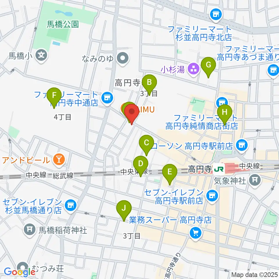 高円寺コクテイル書房周辺のホテル一覧地図