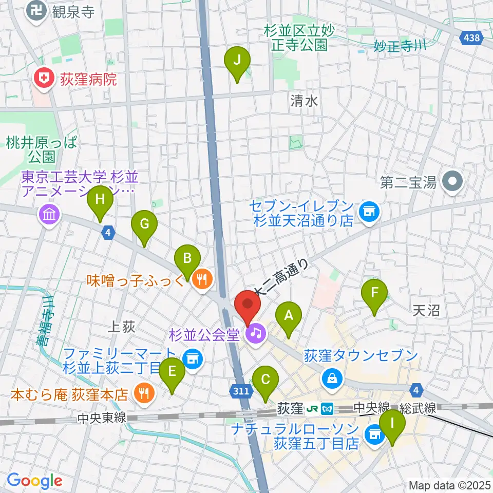 荻窪ルースター周辺のホテル一覧地図