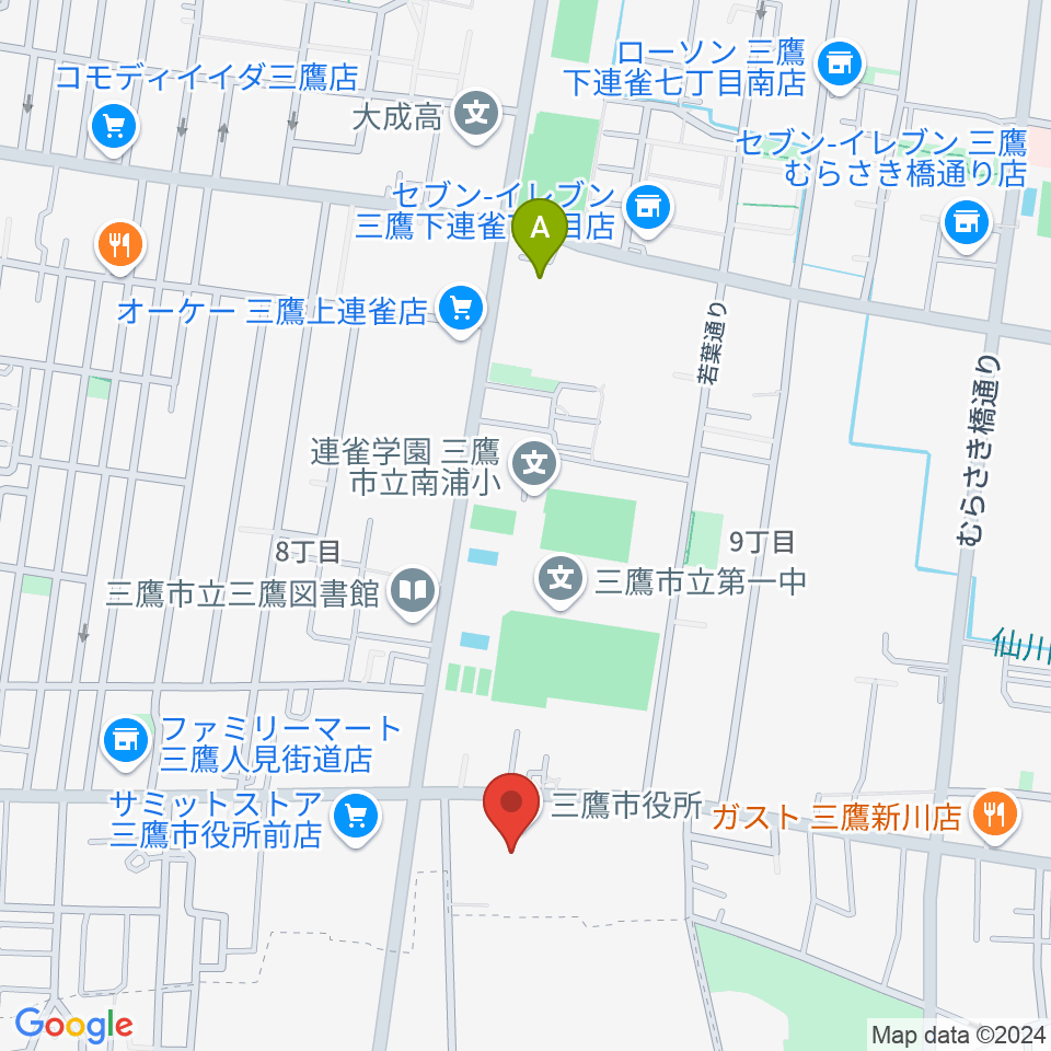 三鷹市公会堂周辺のホテル一覧地図