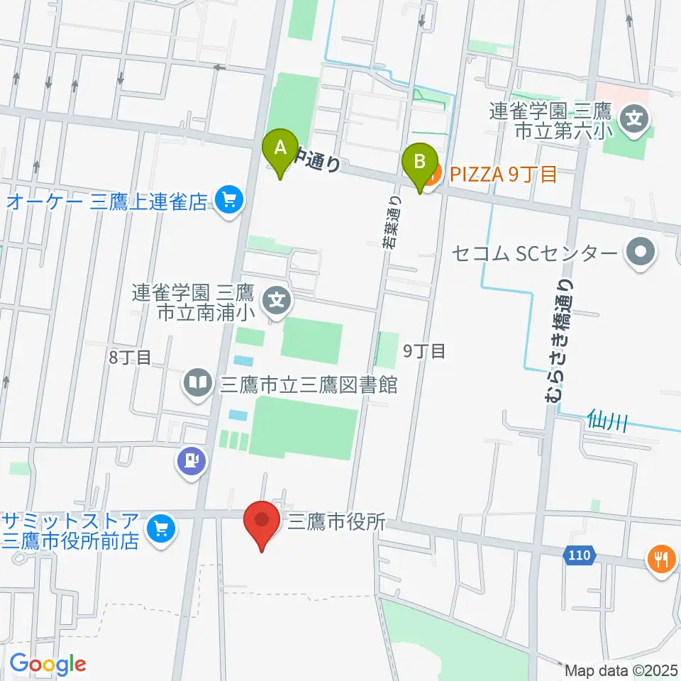 三鷹市公会堂周辺のホテル一覧地図