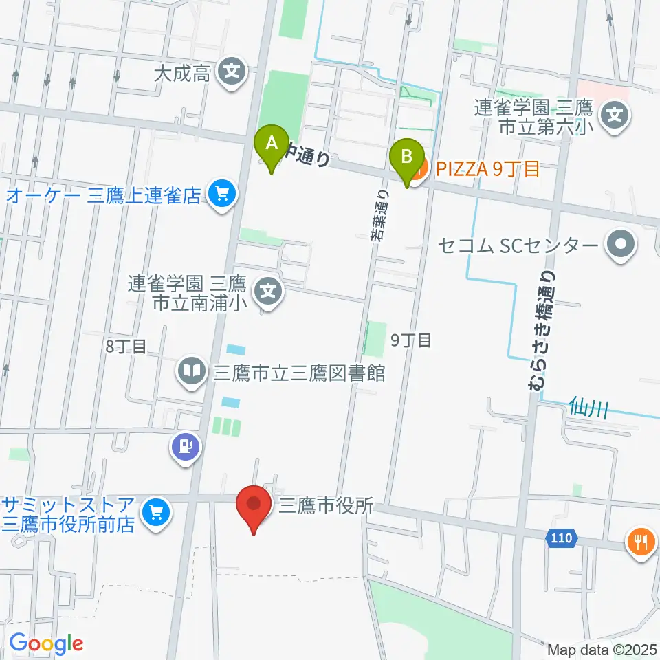 三鷹市公会堂周辺のホテル一覧地図