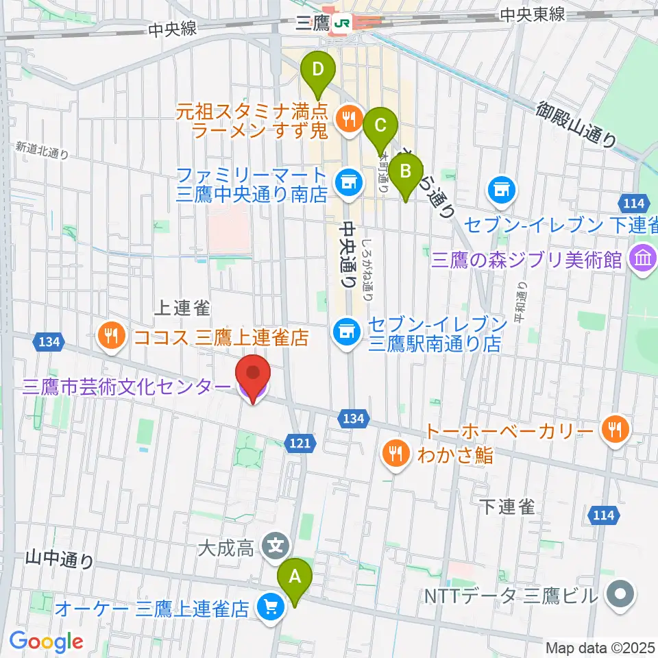 三鷹市芸術文化センター周辺のホテル一覧地図