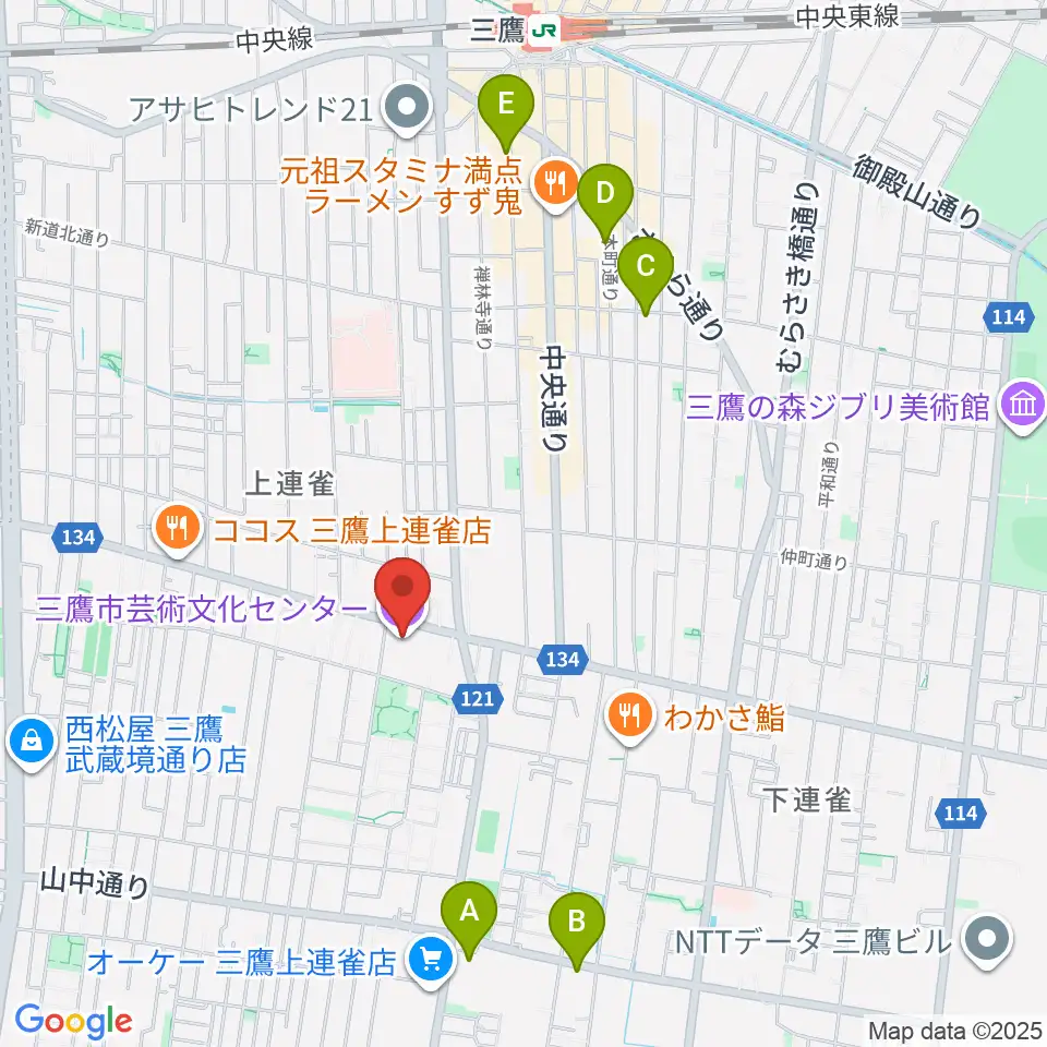 三鷹市芸術文化センター周辺のホテル一覧地図