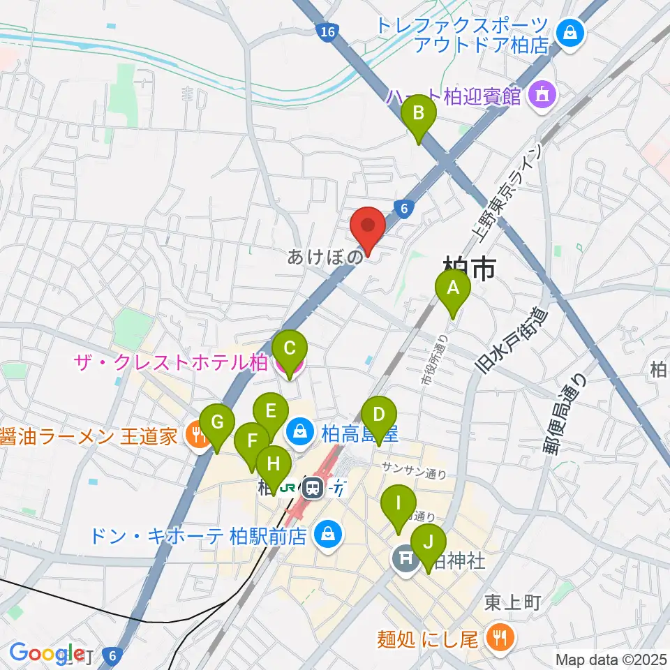 柏アライブ周辺のホテル一覧地図