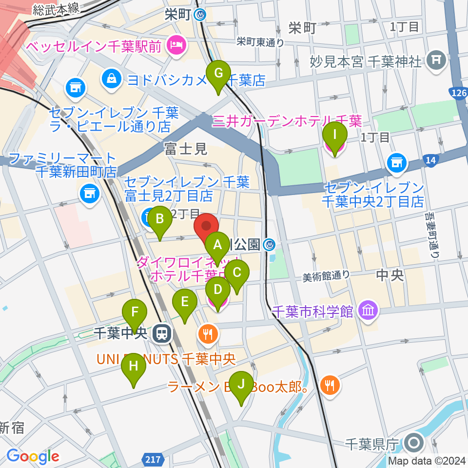 エイティワンクラブ周辺のホテル一覧地図