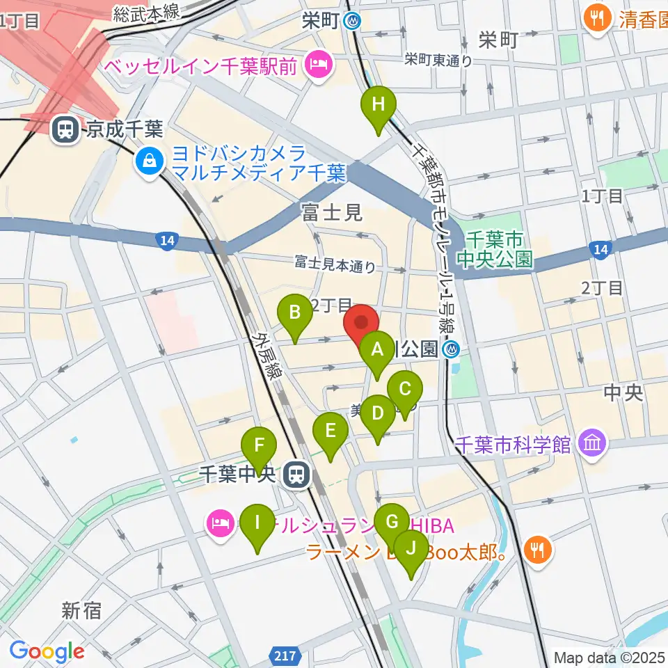 エイティワンクラブ周辺のホテル一覧地図